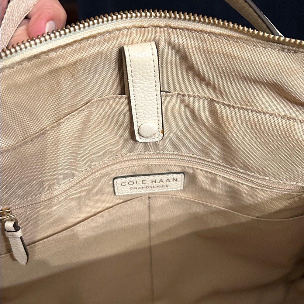 Cole Haan Grand Ambition Convertible Leather Backpack in Tan Beige & White - Picture 6 of 10
